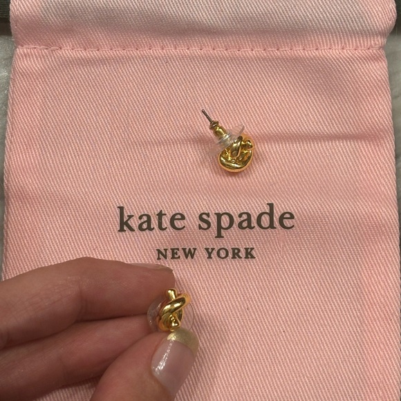 Kate Spade NY Sailor's Knot Gold Earrings w KS Jewelry Bag - Picture 3 of 3